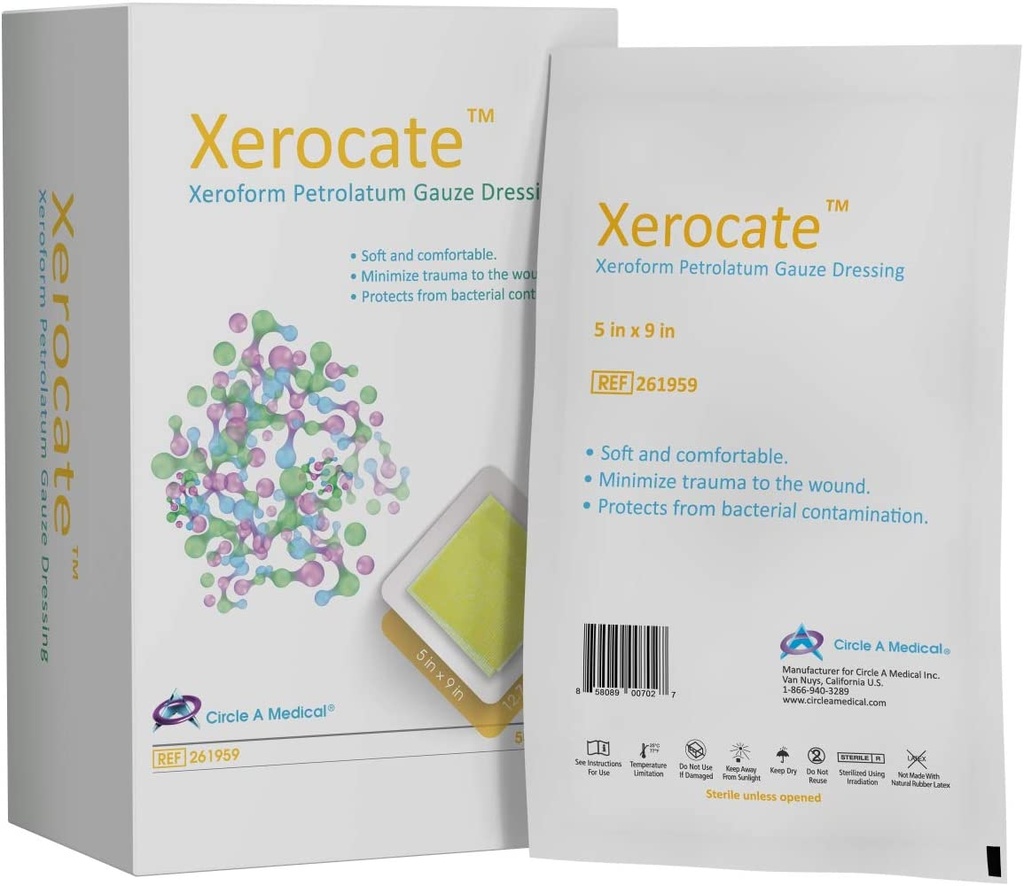 Xerocate Petrolatum Gauze Dressing, 5&quot; x 9&quot; Patch Peelable Foil Packs 50/bx