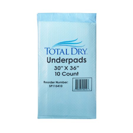 Underpad TotalDry™ 30 X 36 Inch Disposable Fluff / Polymer Heavy Absorbency