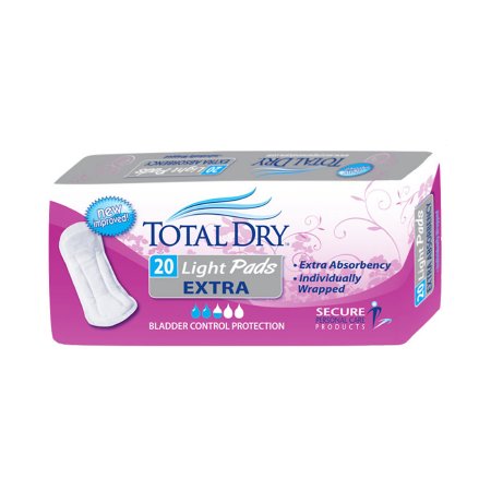 Bladder Control Pad TotalDry™ 11 Inch Length Light Absorbency Polymer Core Regular Adult Female Disposable