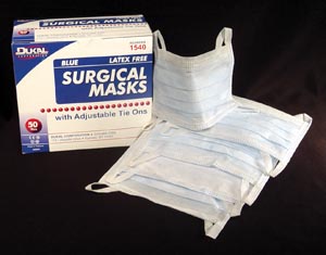 Surgical Mask Dukal® Pleated Tie Closure One Size Fits Most Blue NonSterile ASTM Level 1 Adult