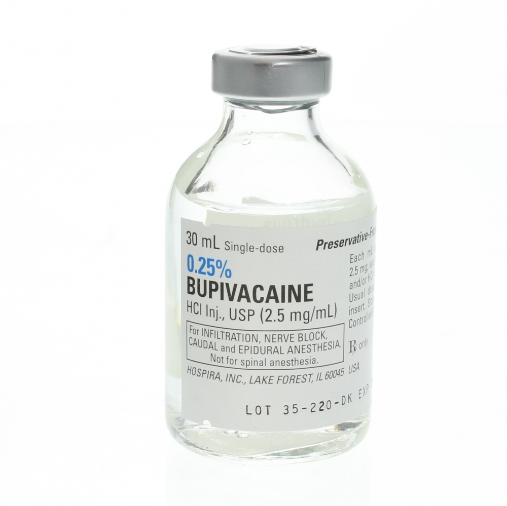 Bupivacaine HCl, Preservative Free 0.25%, 2.5 mg / mL Injection Single Dose Vial 30 mL