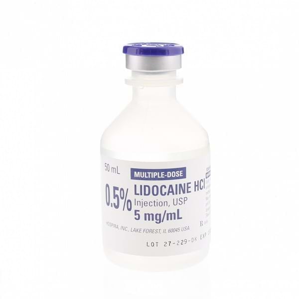 Lidocaine HCl 0.5%, 5 mg / mL Injection Multiple Dose Vial 50 mL