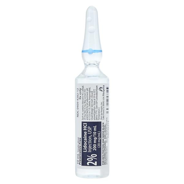 Lidocaine HCl, Preservative Free 2%, 20 mg / mL Injection Ampule 10 mL