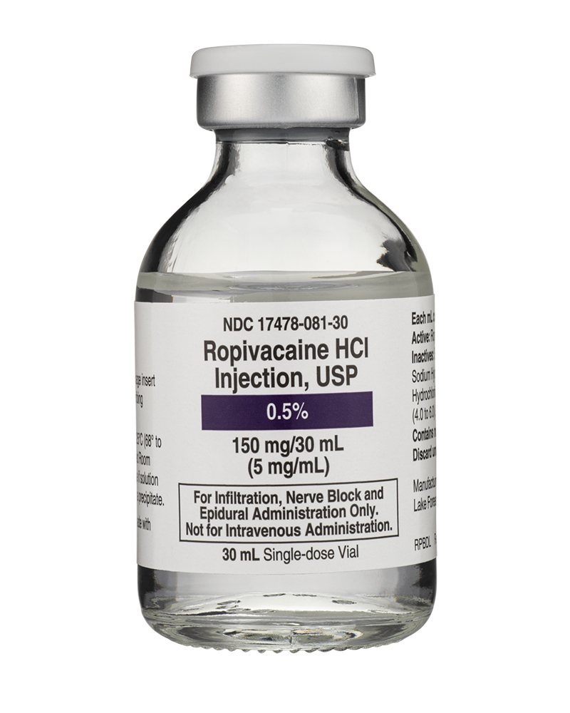 Ropivacaine HCl, Preservative Free 0.5%, 5 mg / mL Injection Single Dose Vial 30 mL