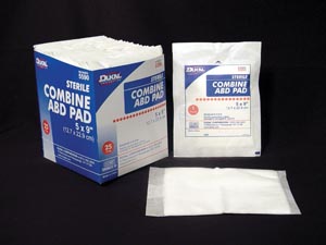 Abdominal Pad Dukal™ Nonwoven Cellulose 1-Ply 5 X 9 Inch Rectangle Sterile