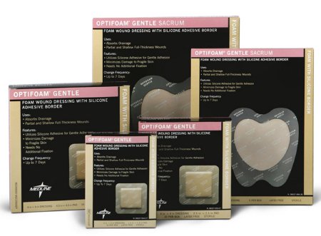 Silicone Foam Dressing Optifoam® Gentle 7 X 7 Inch Sacral Silicone Adhesive with Border Sterile