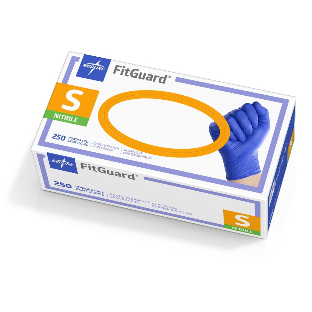 Exam Glove FitGuard™ Small NonSterile Nitrile Standard Cuff Length Textured Fingertips Dark Blue Chemo Tested
