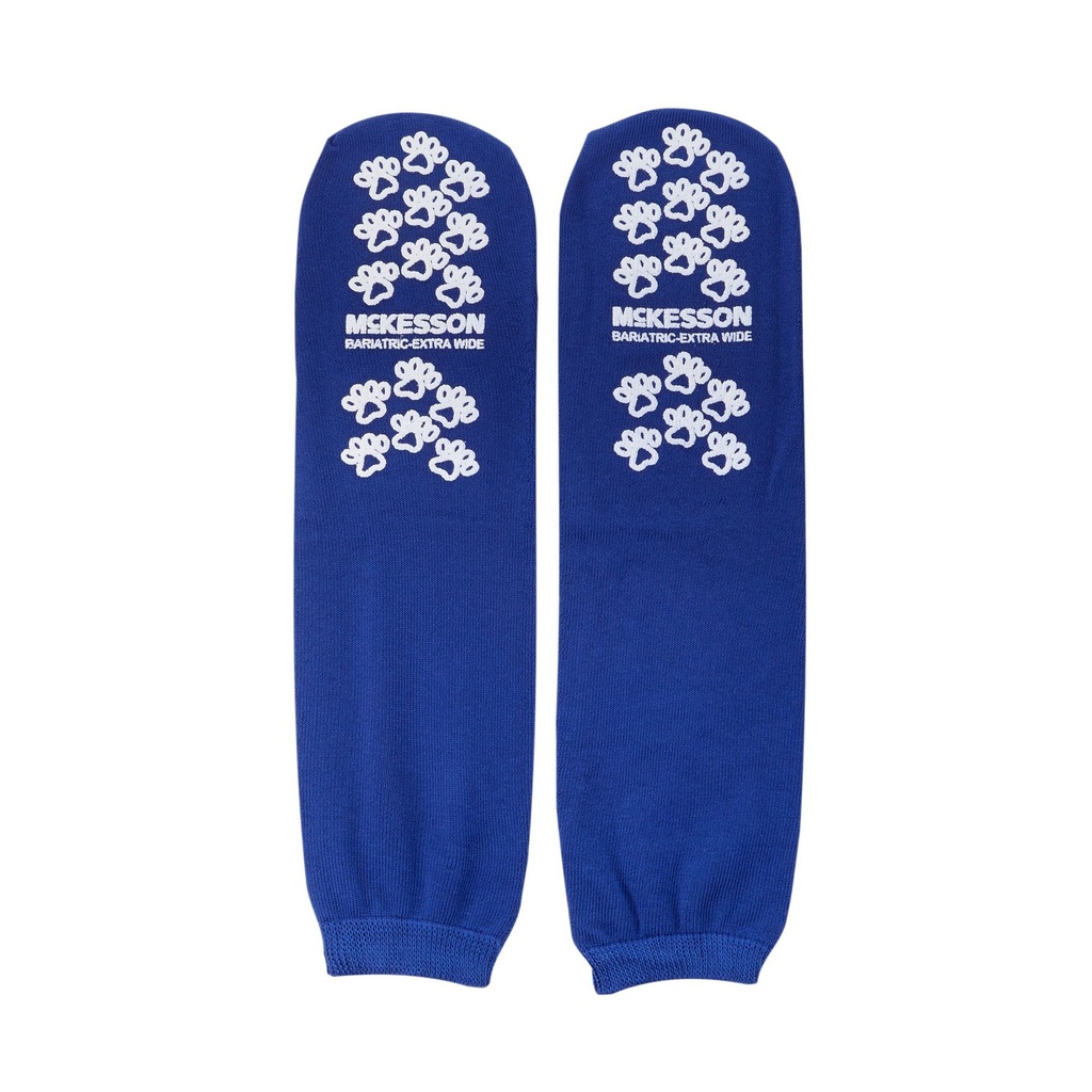 Slipper Socks McKesson Terries™ Bariatric / Extra Wide Royal Blue Above the Ankle