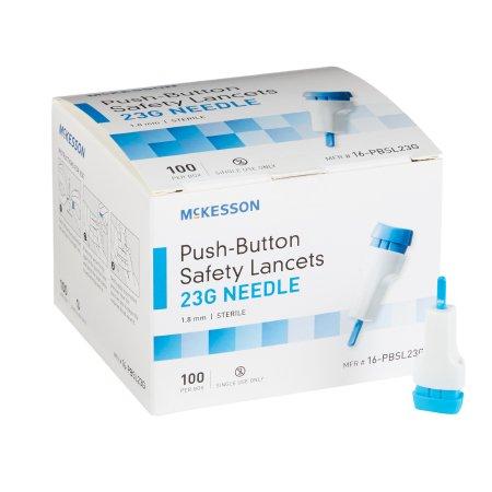 Lancet McKesson Fixed Depth Lancet Needle 1.8 mm Depth 23 Gauge Push Button Activation