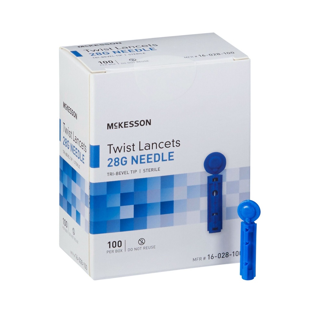 Lancet McKesson NonSafety Needle 1.8 mm Depth 28 Gauge Push Button Activation