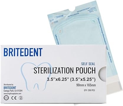 Sterilization Pouches, 3.5&quot; x 5.25&quot;, 200/bx, 10 bx/cs