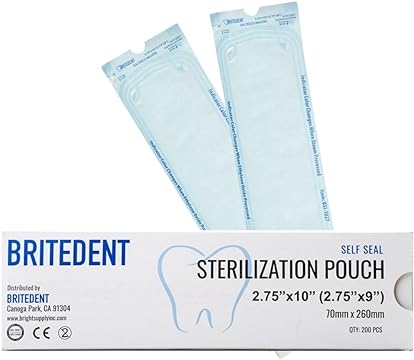 Sterilization Pouches, 2.75&quot; x 9&quot;, 200/bx, 10 bx/cs