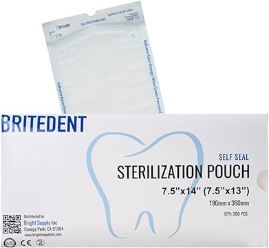 Sterilization Pouches, 7.5&quot; x 14&quot;, 200/bx, 5 bx/cs