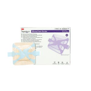 Silicone Foam Dressing 3M™ Tegaderm™ 4 X 4 Inch Square Silicone Adhesive with Border Sterile