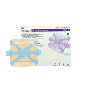 Silicone Foam Dressing 3M™ Tegaderm™ 6 X 6 Inch Square Silicone Adhesive with Border Sterile