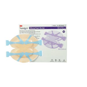 Silicone Foam Dressing 3M™ Tegaderm™ 6 X 6 Inch Heel / Contour Silicone Adhesive with Border Sterile