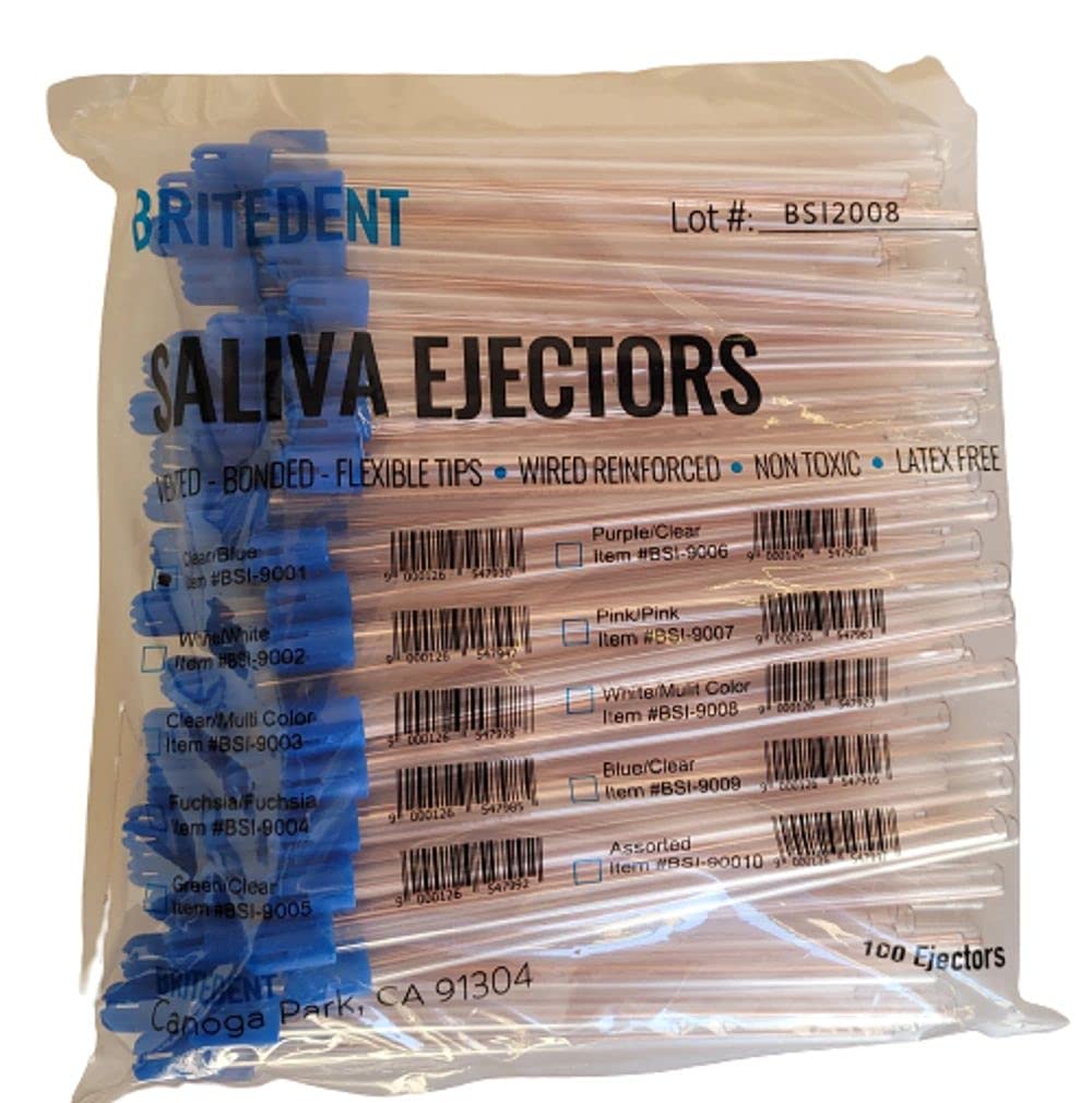 Saliva Ejectors, Clear With Blue Tip, 100/bg