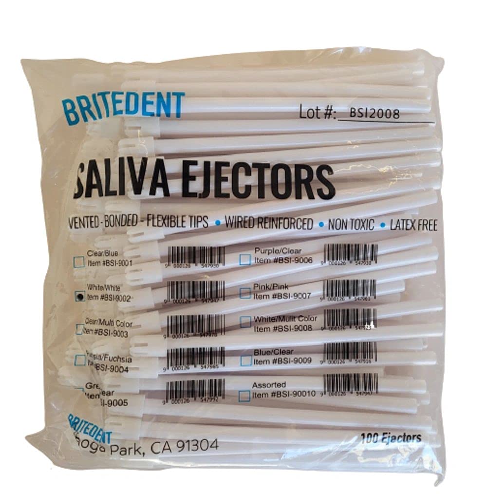 Saliva Ejectors, White With White Tip, 100/bg