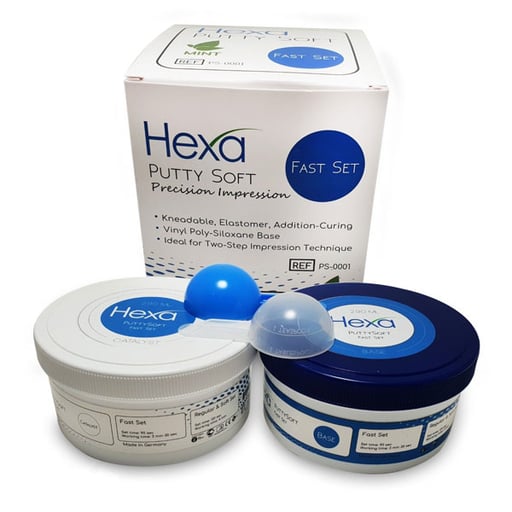 Hexa VPS Putty Soft - Fast Set, Mint, 290 mL each Base &amp; Catalyst. Precision