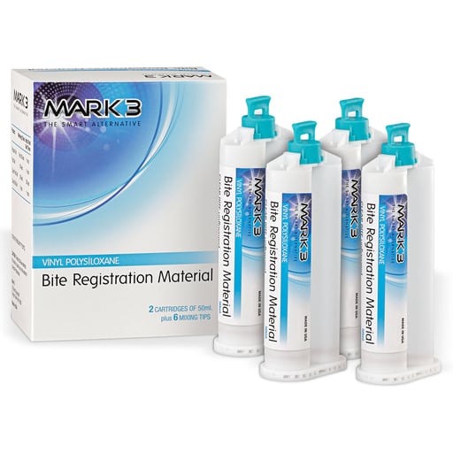 One Bite Registration Super Fast Set, Vinyl Polysiloxane Material, 4 x 50ml Cartridges.