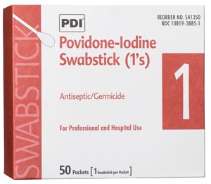 Impregnated Swabstick PDI® 10% Strength Povidone-Iodine Individual Packet NonSterile