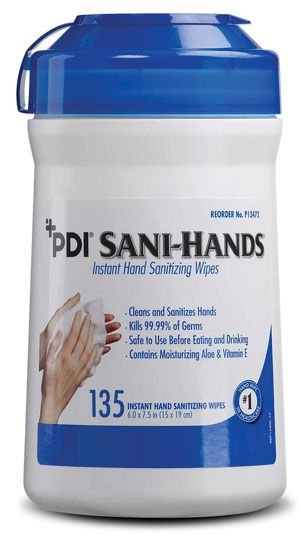 Hand Sanitizing Wipe Sani-Hands® 135 Count Ethyl Alcohol Wipe Canister