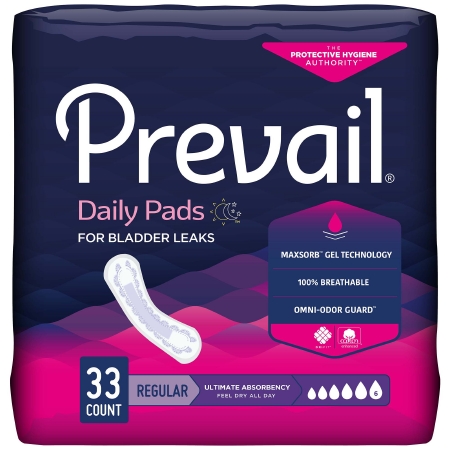 Bladder Control Pad Prevail® Daily Pads Ultimate 16 Inch Length Heavy Absorbency Polymer Core One Size Fits Most Adult Female Disposable