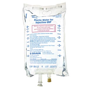Diluent Sterile Water for Injection, Preservative Free IV Solution Flexible Bag 500 mL