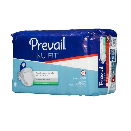 Unisex Adult Incontinence Brief Prevail® Nu-Fit® Medium Disposable Heavy Absorbency