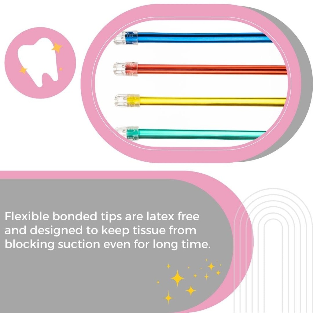 Saliva Ejectors, Assorted Colors With White Tip, 100/bg