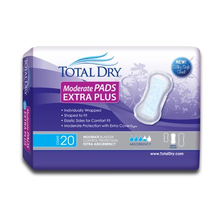 Bladder Control Pad TotalDry™ 13-3/4 Inch Length Moderate Absorbency Polymer Core Regular Adult Female Disposable