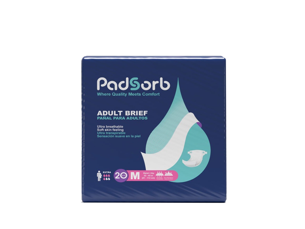 Unisex Adult Incontinence Brief Padsorb® Medium Disposable Heavy Absorbency