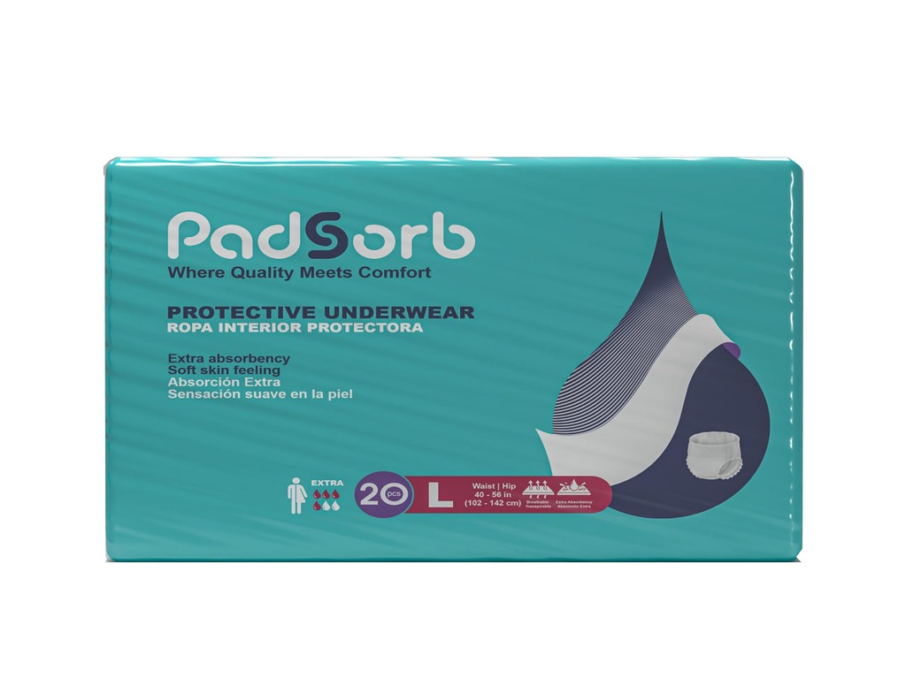 Unisex Adult Absorbent Underwear Padsorb® Extra Pull On with Tear Away Seams Large Disposable Heavy Absorbency