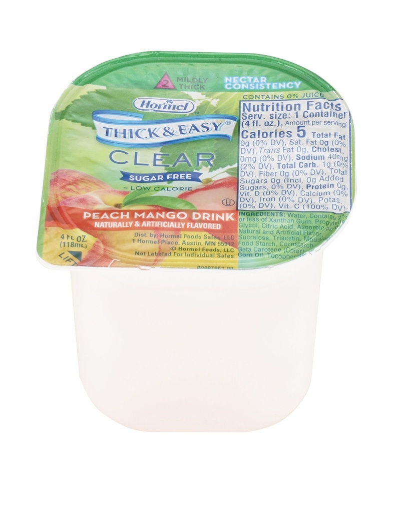 Thickened Beverage Thick &amp; Easy® Clear 4 oz. Portion Cup Peach Mango Flavor Liquid IDDSI Level 2 Mildly Thick