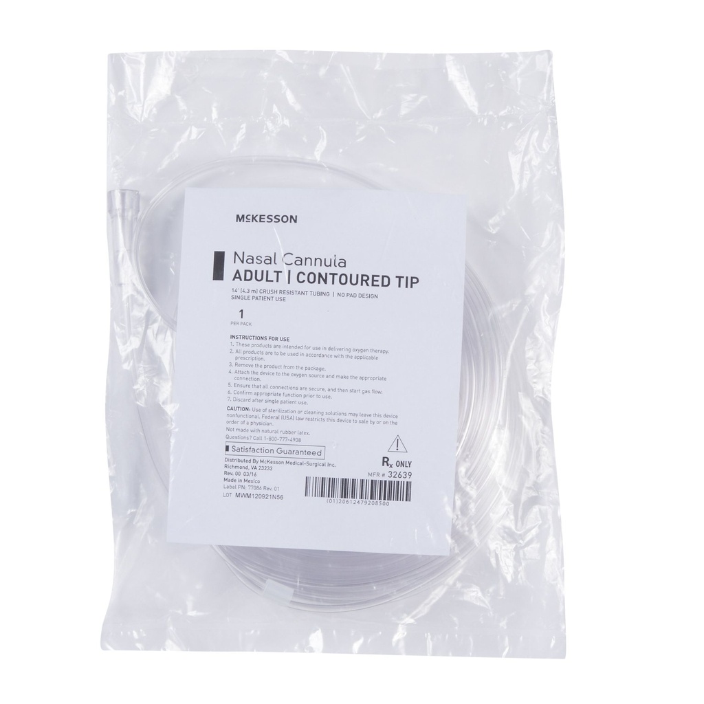 Nasal Cannula Low Flow Delivery McKesson Adult Curved Prong / NonFlared Tip