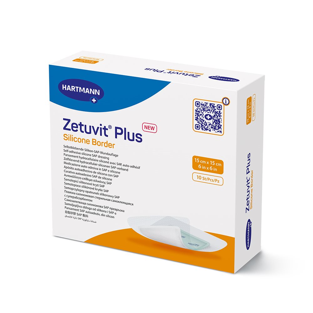 Super Absorbent Dressing Zetuvit® Plus Silicone Border Silicone Adhesive 6 X 6 Inch Square