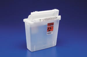 Sharps Container SharpStar™ In-Room™ 12-1/2 H X 10-3/4 W X 5-1/2 D Inch 1.25 Gallon Translucent Base / Translucent Lid Horizontal Entry Counter Balanced Door Lid