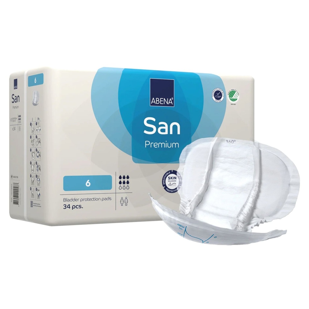 Incontinence Liner Abena® San Premium 11.8 X 24.8 Inch Moderate Absorbency Fluff / Polymer Core Size 6