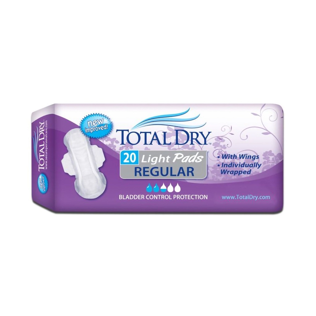 Bladder Control Pad TotalDry™ 11 Inch Length Moderate Absorbency Polymer Core Regular Adult Female Disposable