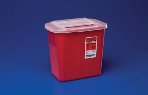 Sharps Container Sharps-A-Gator™ 6-1/4 H X 7 D X 10-1/2 W Inch 1 Gallon Red Base / Translucent Lid Horizontal Entry Sliding Lid
