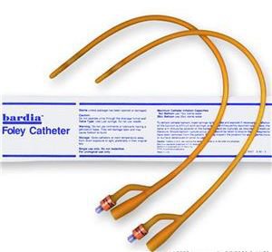 Foley Catheter Bardia® 2-Way Standard Tip 30 cc Balloon 20 Fr. Silicone Coated Latex