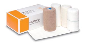 4 Layer Compression Bandage System Profore LF 5-1/2 X 8 Inch / 4 Inch X 4 Yard / 4 Inch X 3 Yard / 4 Inch X 2-4/5 Yard Standard Compression Self-adherent / Tape Closure Tan / White NonSterile