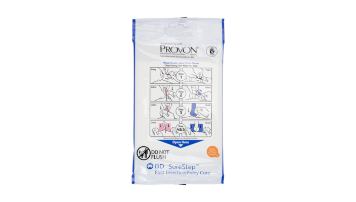 Post Insertion Foley Wipe SURESTEP™ 7.9 x 7.9 Inch