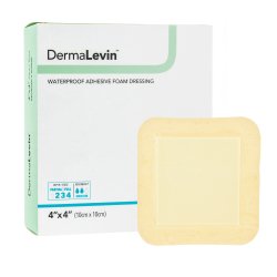 Foam Dressing DermaLevin® 4 X 4 Inch With Border Waterproof Backing Hydrocolloid Adhesive Square Sterile