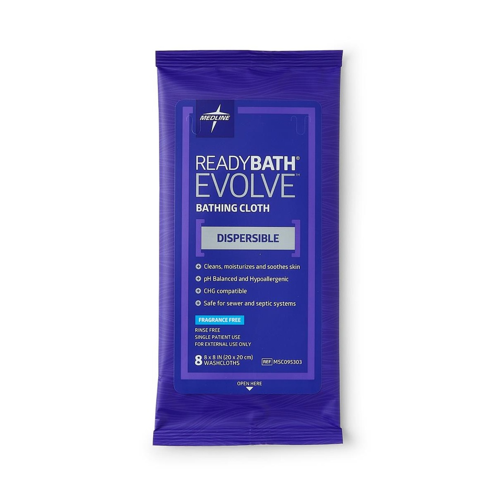 Rinse-Free Bath Wipe ReadyBath® Evolve Unscented Soft Pack 8 Count