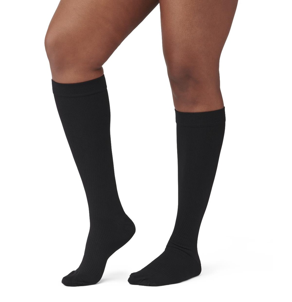 CURAD Compression Socks, Knee High, 15-20 mmHg, X-Large / Size D, Black