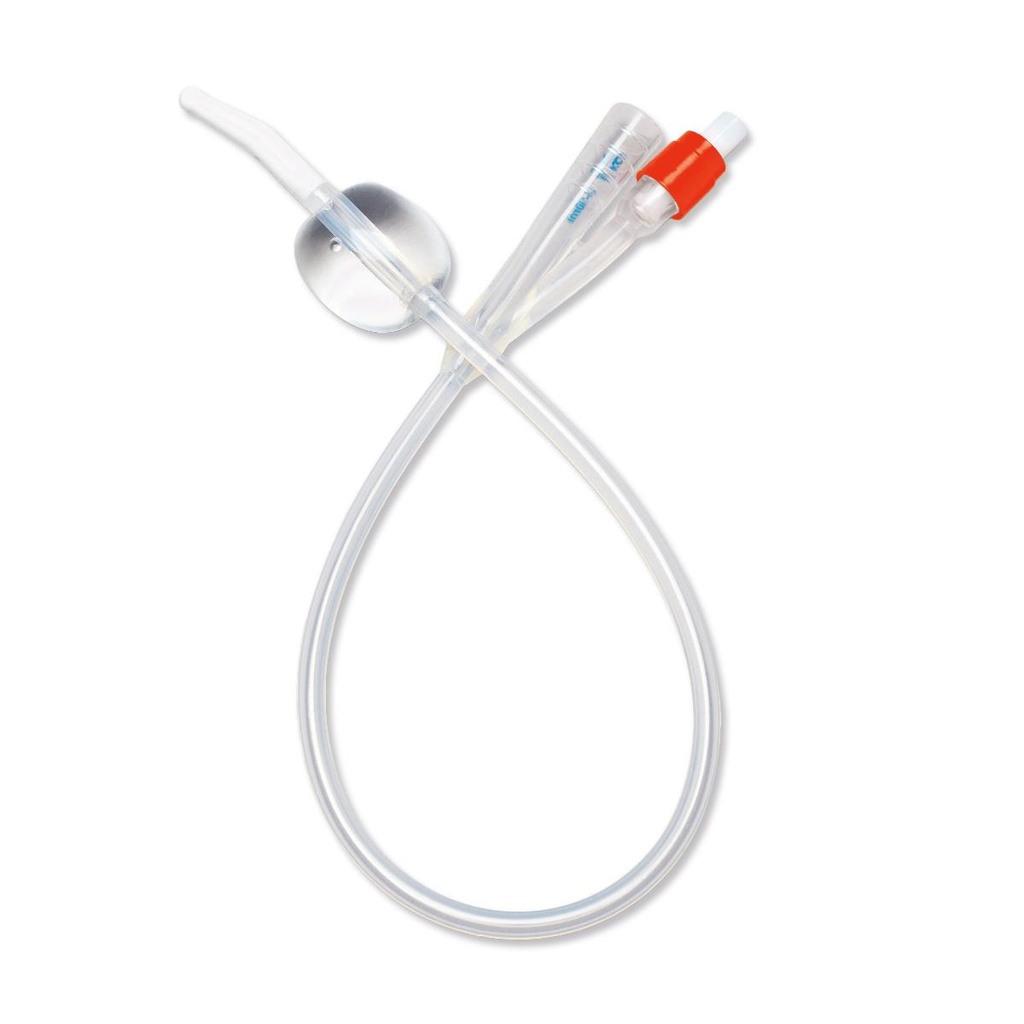 Foley Catheter, 100% Silicone, 18 Fr, 10 mL, Coude, 2-Way