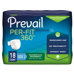 Incontinence Brief Prevail® Per-Fit 360°™ Adult Size 2 Unisex Disposable Heavy Absorbency