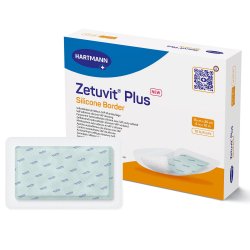 Super Absorbent Dressing Zetuvit® Plus Silicone Border Silicone Adhesive 6 X 10 Inch Rectangle