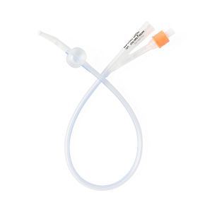 Foley Catheter, 100% Silicone, 16 Fr, 10 mL, Coude, 2-Way